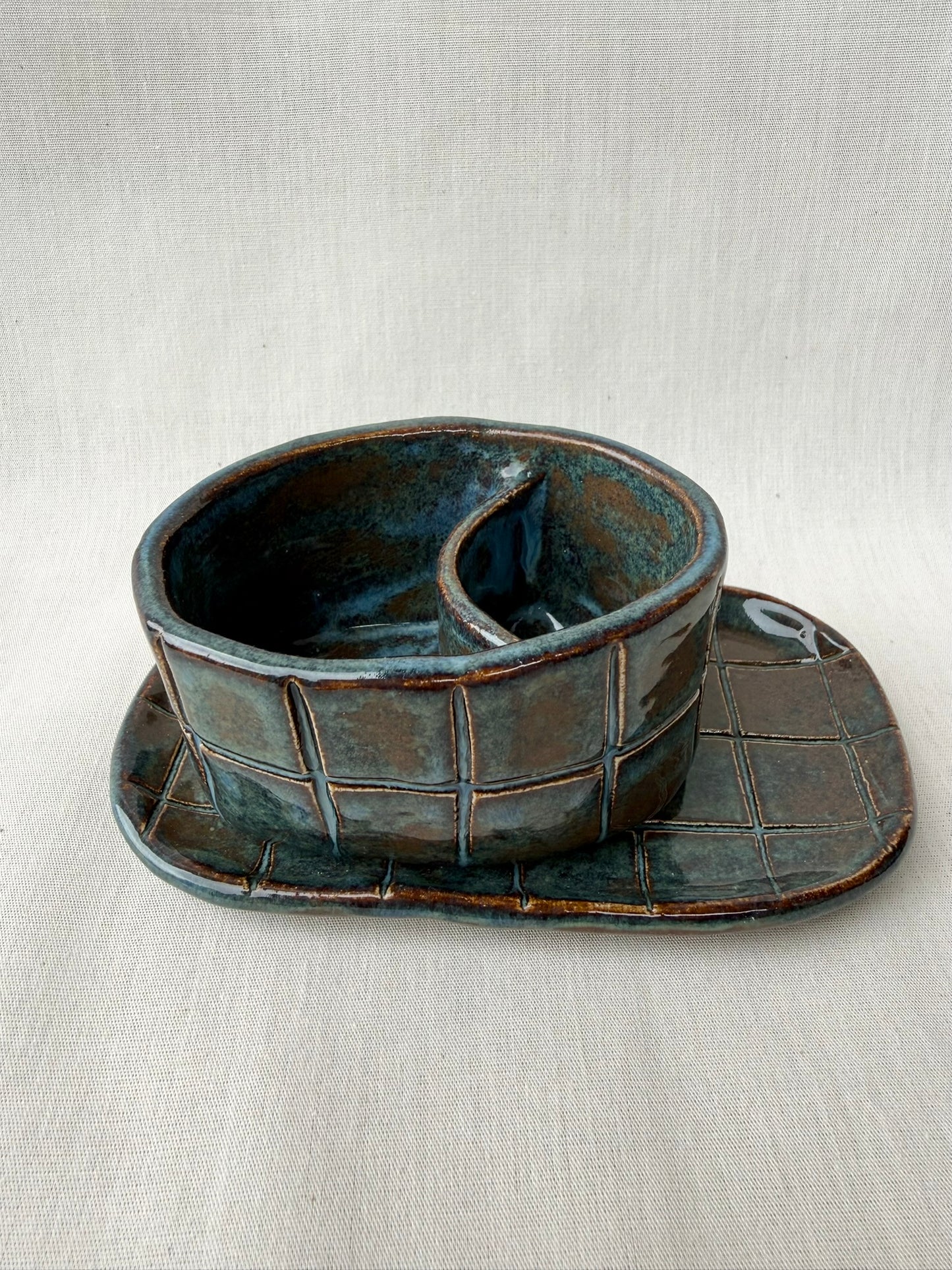 Utensilio mit Schmuckschale kupfer blau