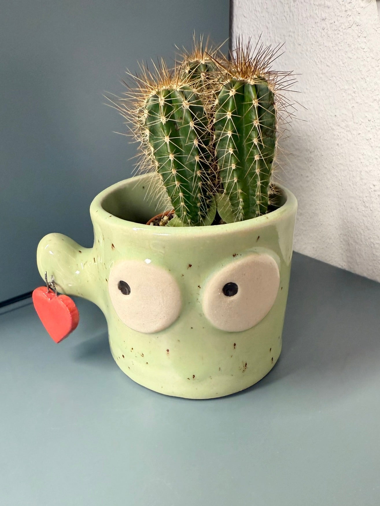 Blumentopf Kaktus große Augen mit Anhänger Blume