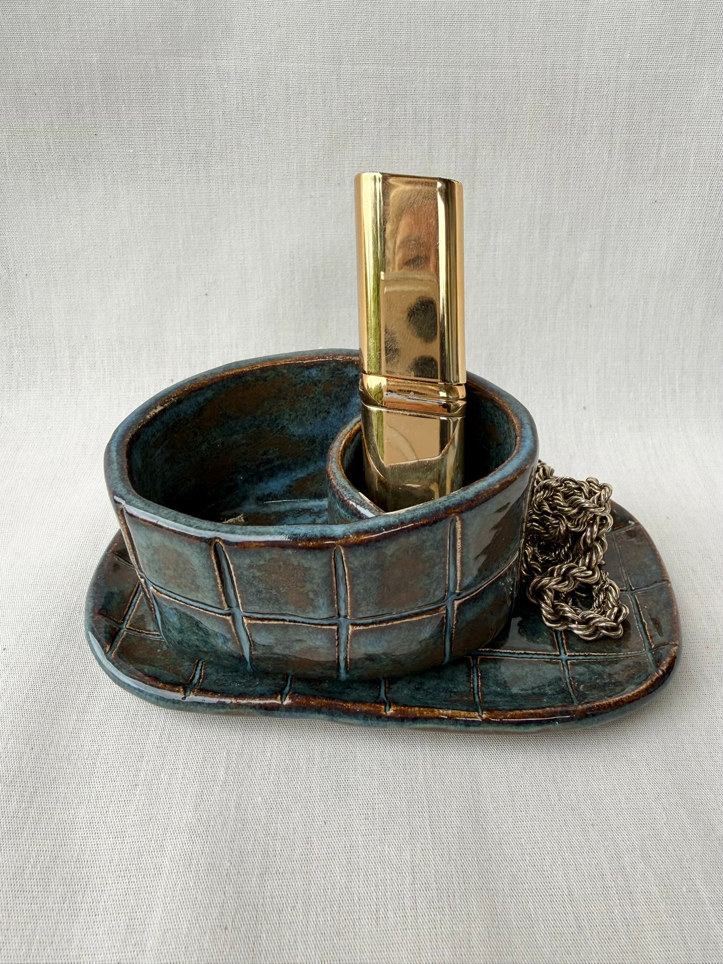 Utensilio mit Schmuckschale kupfer blau