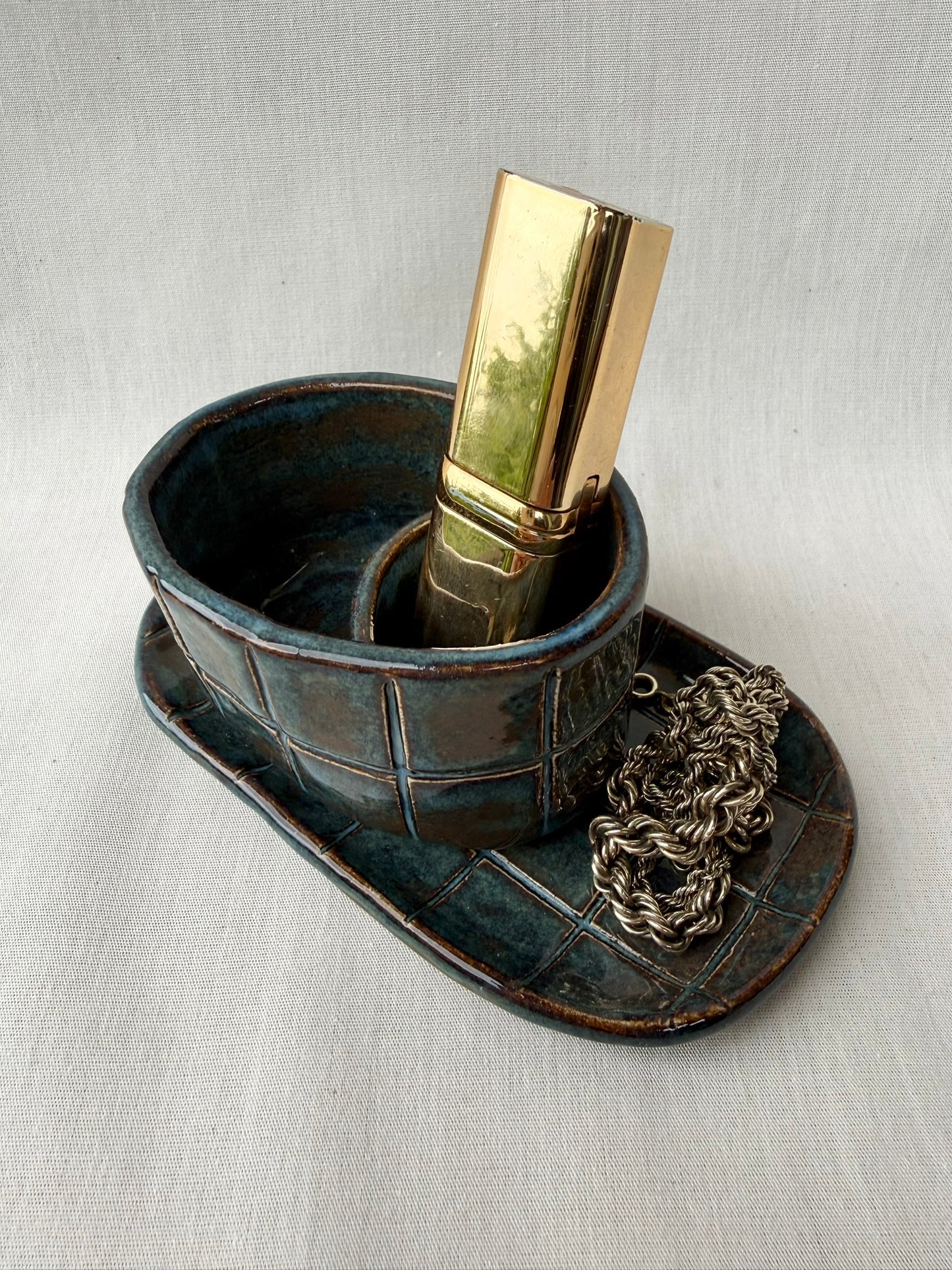 Utensilio mit Schmuckschale kupfer blau