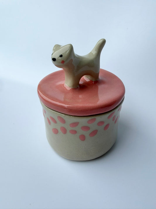 Katzen Dose pinke Punkte