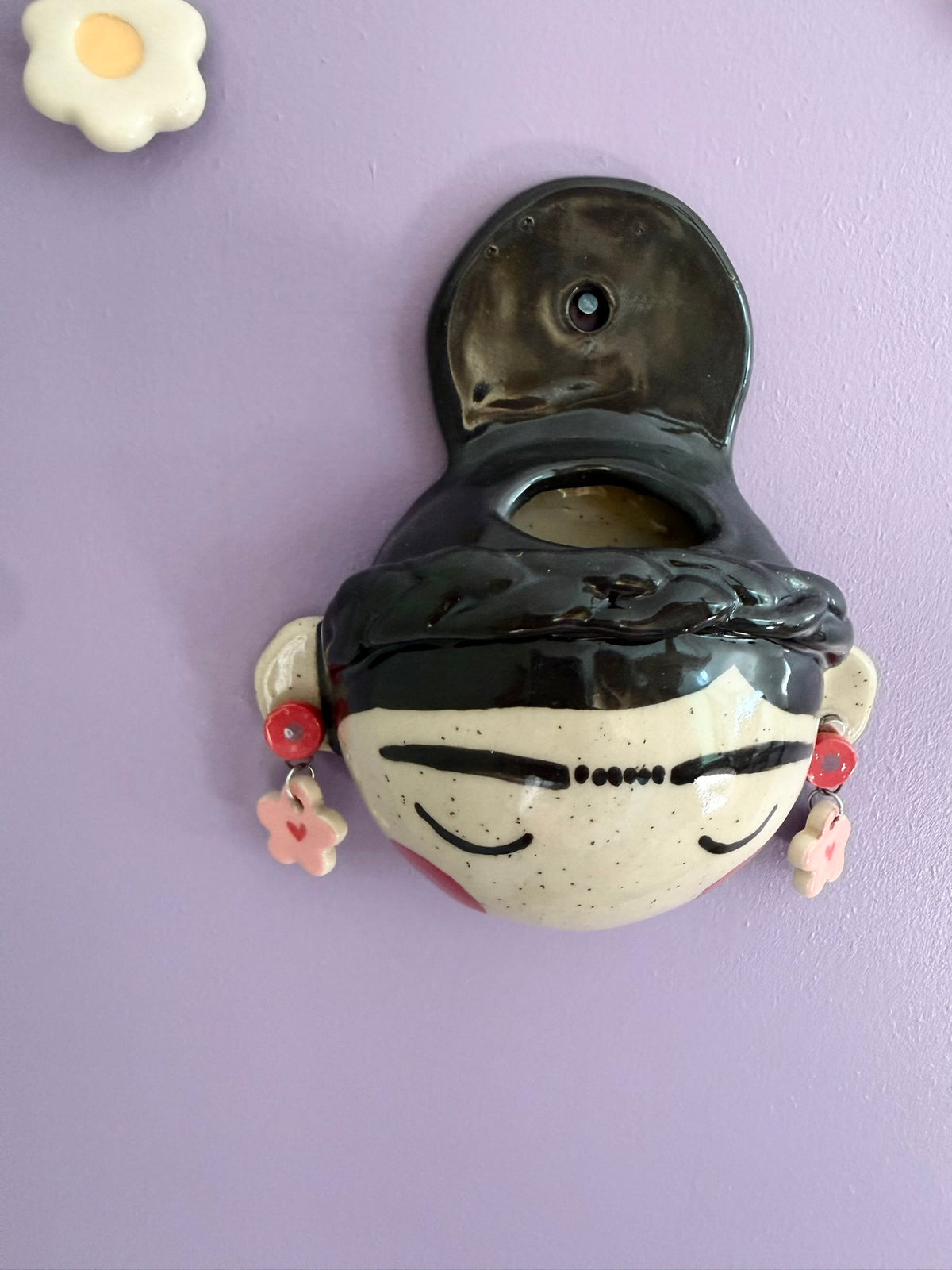 Wandvase Frida rosa Blumen Ohringe